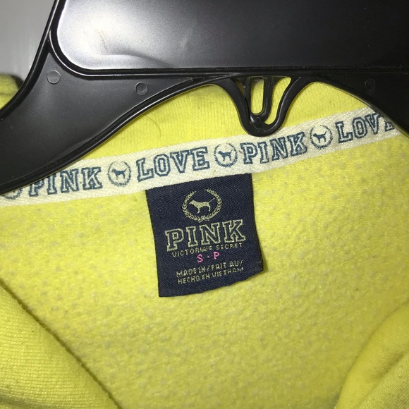Victorias Secret PINK Neon Yellow zip Hoodie sizeS - Picture 4 of 5
